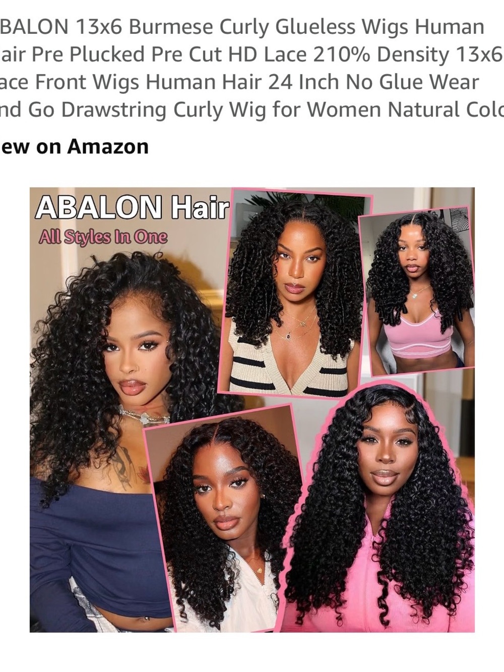 Deep Curly 13x6 Glueless Human Hair Wig - Natural Black